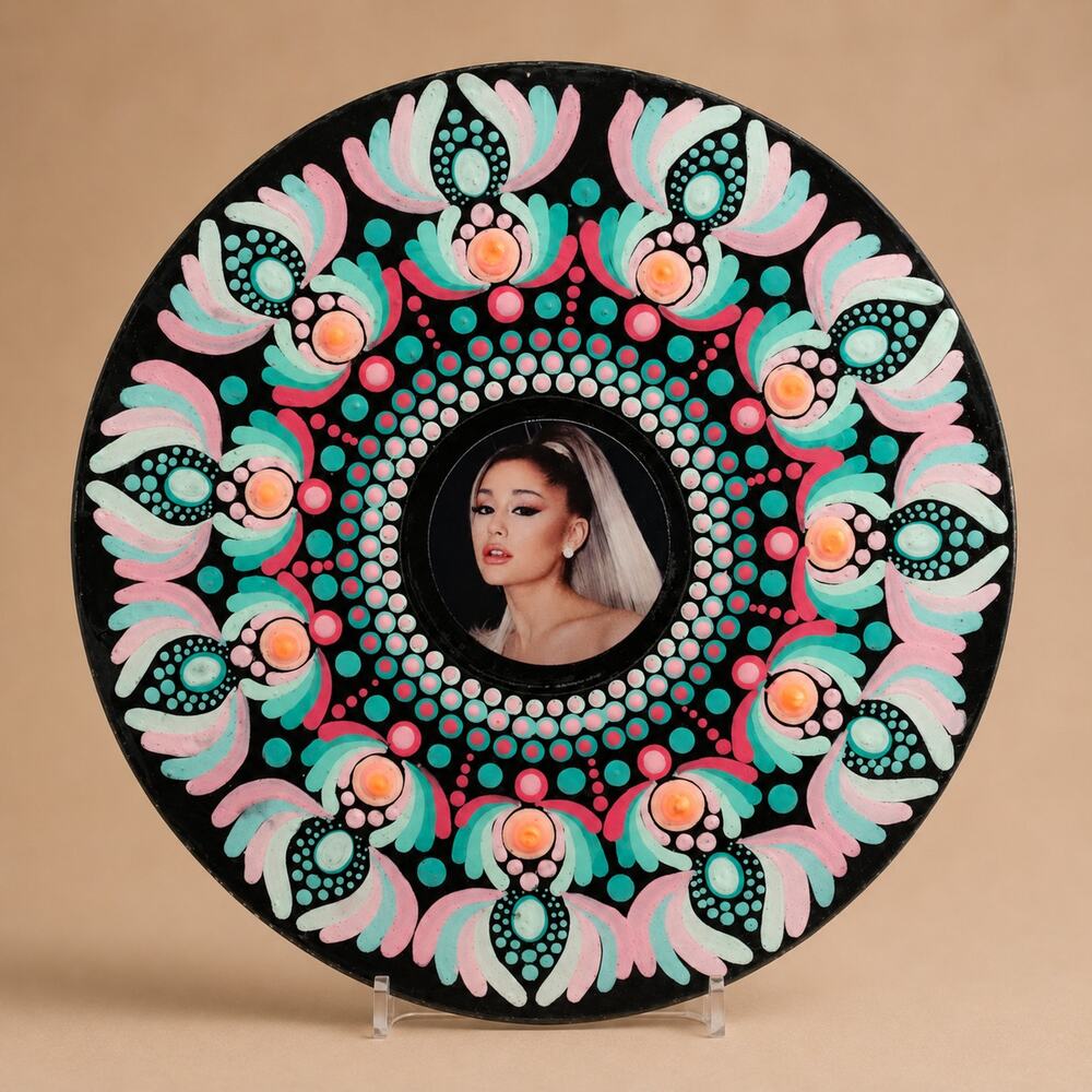 Ariana Grande Hand Painted 10 Inch Album Mandala Pop Music Wall Art